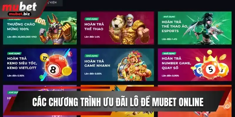 Các chương trình ưu đãi lô đề Mubet online